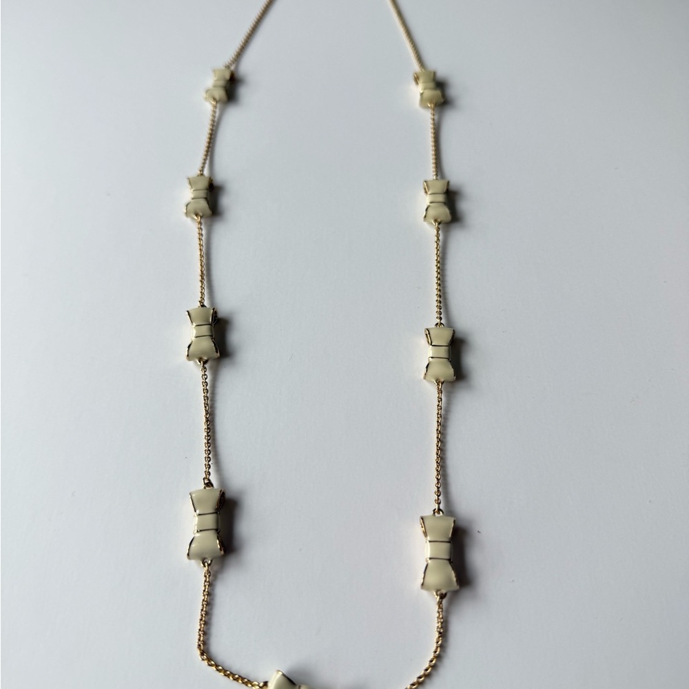 Gold and Cream Bow Bead Necklace by Kate Spade